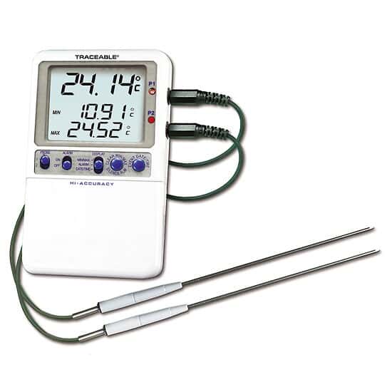 High-Accuracy Fridge/Freezer Thermometer; 2 Stainless Steel Probes