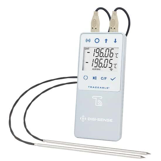 Liquid Nitrogen Wi-Fi Data Logger Compatible with TraceableLIVE® Cloud Service; 2 SS Probes