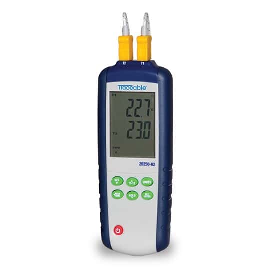 Dual-Input Data Logging Thermocouple Probe Thermometer, Type K/J