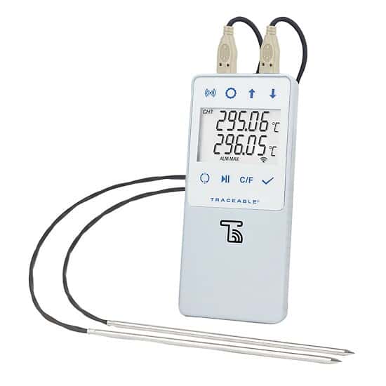High-Temperature Wi-Fi Data Logger Compatible with TraceableLIVE® Cloud Service; 2 Probes